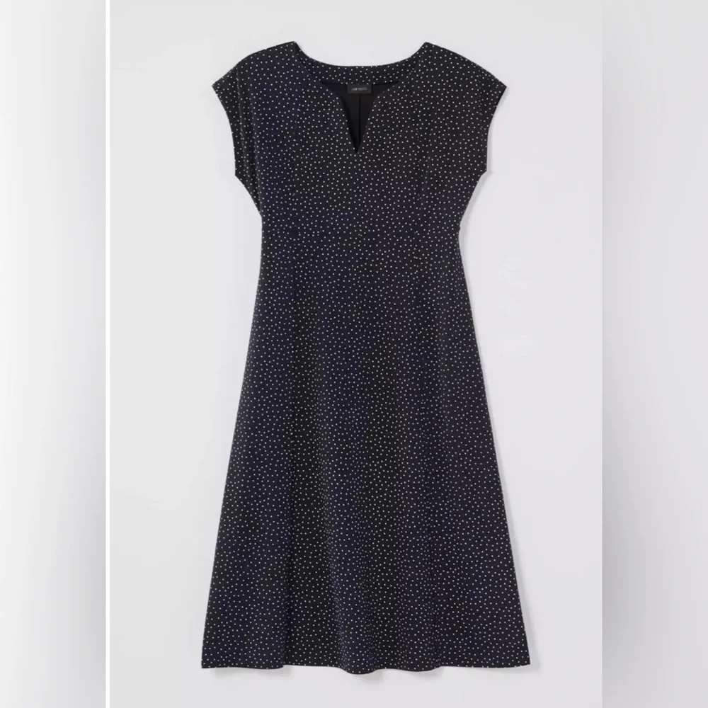 J.Jill Wearever Seamed Split-Neck Dress in black Tossed Dots Size XLP NWOT - Picture 15 of 16